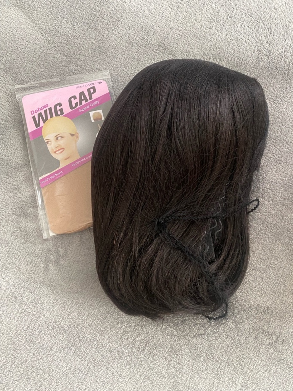 Human Hair Bob Wig w/ Bangs Black 10” Glueless Straight Lace Part